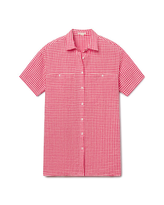 Getaway Mini Dress - Gingham: Sweet Chili Heat / Coconut